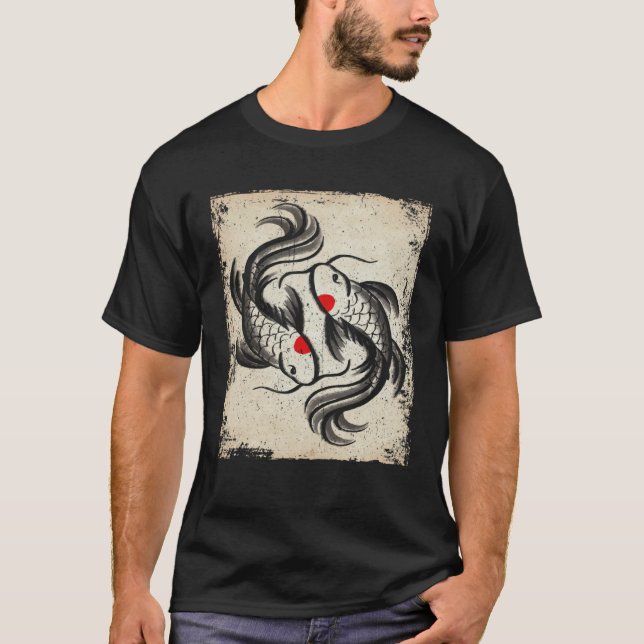 Camiseta Pez koi carpa japonesa Retro (Anverso)