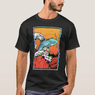 Camiseta Pez Koi Carpa Pesca Japonesa Gran Ola Fuera de Kan