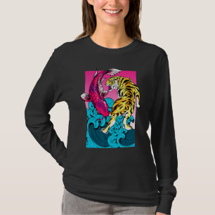 Camiseta Pez Koi Carpa Tigre Yin Yang La Gran Ola Fuera de