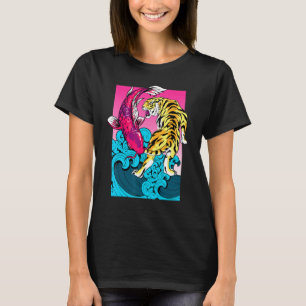 Camiseta Pez Koi Carpa Tigre Yin Yang La Gran Ola Fuera de