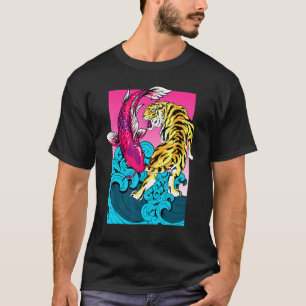 Camiseta Pez Koi Carpa Tigre Yin Yang La Gran Ola Fuera de