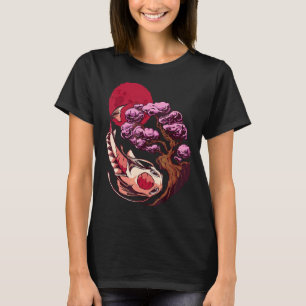 Camiseta Pez Koi Carpa Yin Yang Árbol Bonsai Luna Arte Japo