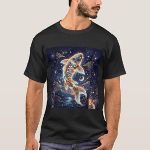 Camiseta Pez Koi Celestial Brillante Mágico en Noche Estrel