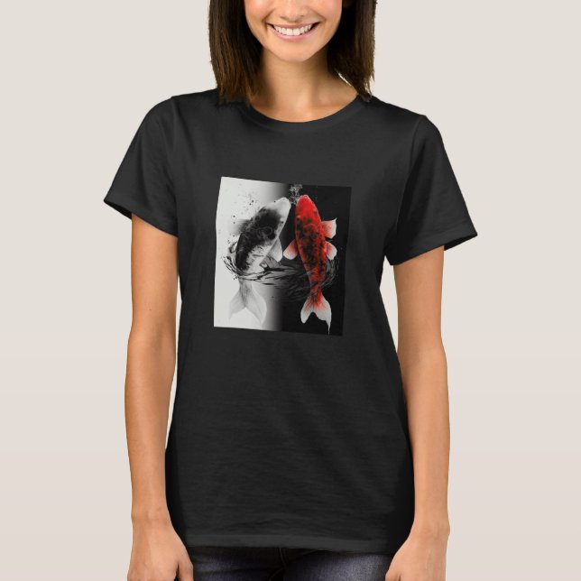 Camiseta Pez Koi Estético Samurái Japonés (Anverso)