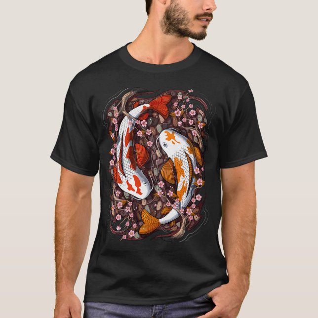 Camiseta Pez Koi Flor de Cerezo (Anverso)