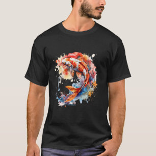 Camiseta Pez Koi Japonés Carpa Koi Acuarela Asiática C
