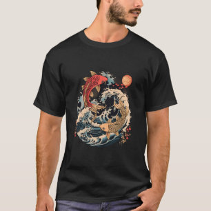 Camiseta Pez Koi Océano Japonés Koi Carpa Pez Olas Japón