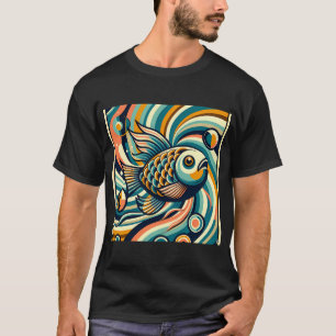 Camiseta Pez Koi Retro en Olas Giratorias