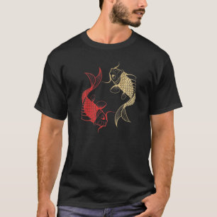 Camiseta Pez Koi Rojo Dorado Chino Asiático Japonés Dos