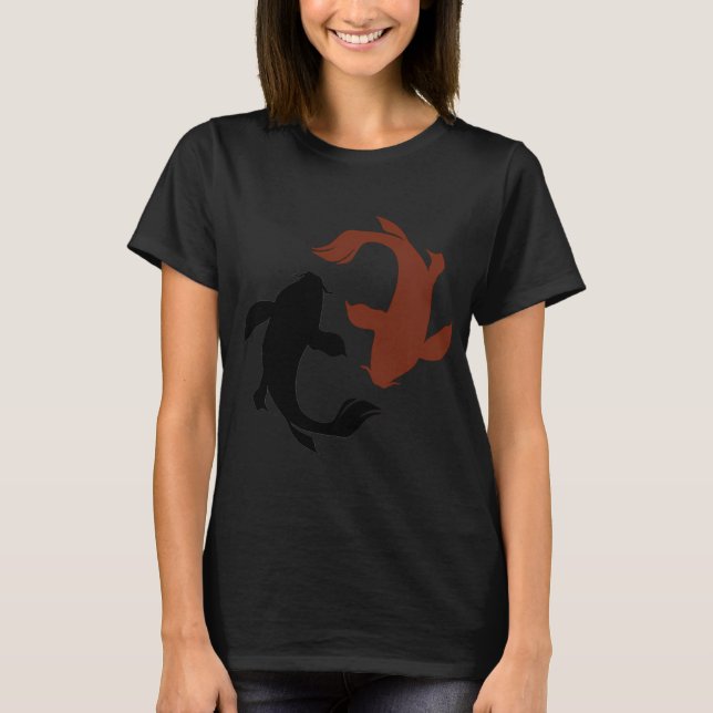 Camiseta Pez koi rojo y negro (Anverso)