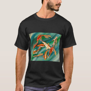 Camiseta Pez koi sobre fondo verde brillante