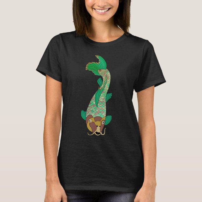 Camiseta Pez koi verde y amarillo (Anverso)