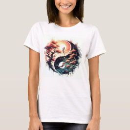 Camiseta Pez Koi y Flor de Cerezo Yin Yang