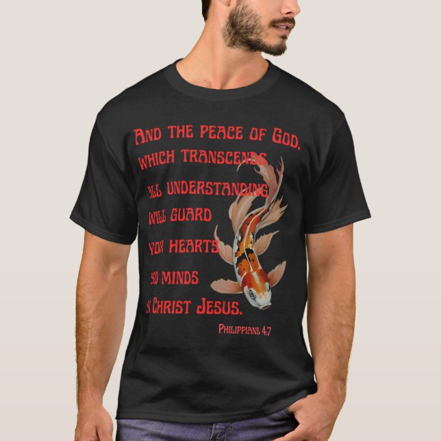 Camiseta Pez koi y versículo bíblico (Anverso)