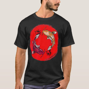 Camiseta pez koi yéndose yang con té de bambú - japonés -