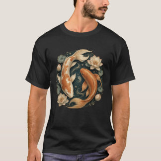 Camiseta Pez Koi Yin Yang Japones Zen Estanque Loto Espirit