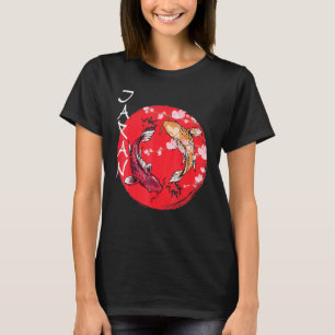 Camiseta Pez Koi Ying Yang bandera japonesa Japón Flor de C