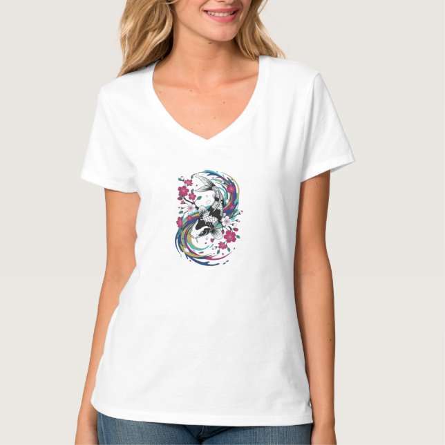 Camiseta Pez Koi Zen Yin Yang Flujo (Anverso)