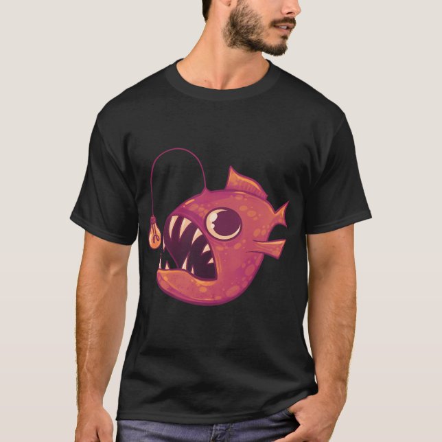 Camiseta Pez Linterna Adorable (Rojo) (Anverso)