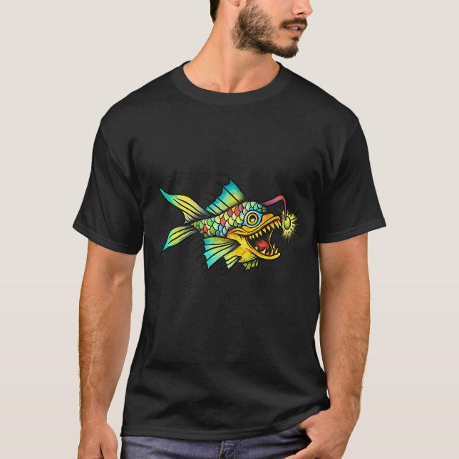 Camiseta Pez linterna arcoíris arte flash (Anverso)