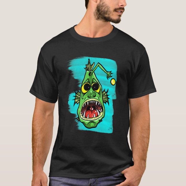 Camiseta Pez Linterna Buscando Rape Con Lámpara Para Pesca  (Anverso)