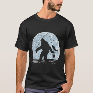 Camiseta Pez Loco de Luna de Pesca de Sasquatch de Bigfoot 