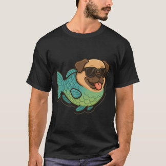 Camiseta Pez loro con una divertida cabeza de pug