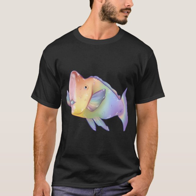 Camiseta Pez loro de cabeza abultada arcoíris (Anverso)
