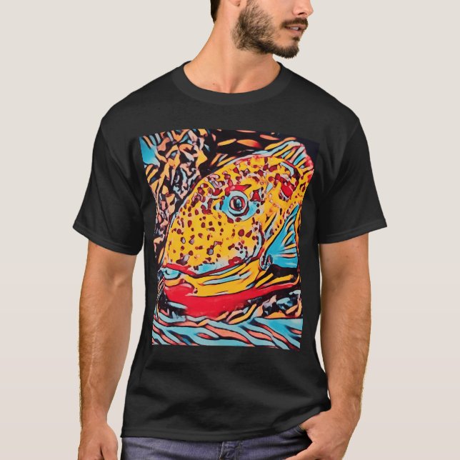 Camiseta Pez loro impresión en bloque (Anverso)