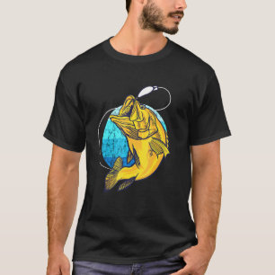 Camiseta Pez Lubina Pescador Agua Dulce Equipo De Pesca Mos
