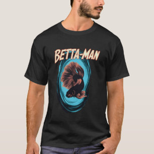 Camiseta Pez luchador betta splendens negro Betta-man macho