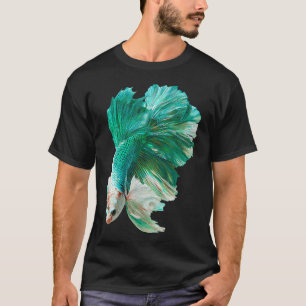 Camiseta Pez luchador siamés blanco verde espuma de mar wi