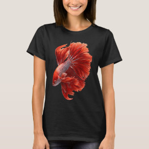 Camiseta Pez Luchador Siamés Veiltail Rojo Sólido Cla