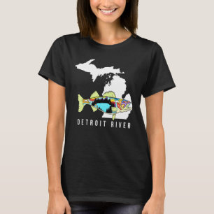 Camiseta Pez lucio de río Detroit Michigan Pesca en agua du
