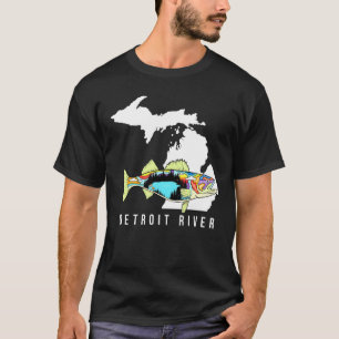 Camiseta Pez lucioperca del río Detroit de Michigan Pesca e