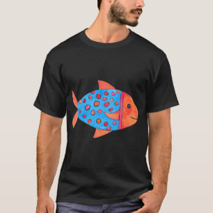 Camiseta Pez manchado de acuarela naranja y azul