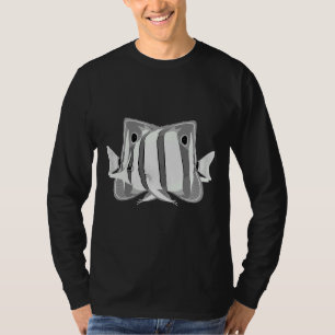 Camiseta Pez Mariposa Marino Coral Tropical Blanco Y Negro