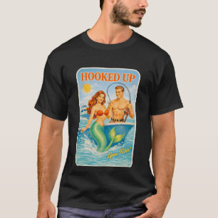 Camiseta Pez Mermaid Pin-Up Divertido de Pesca Enganchado R