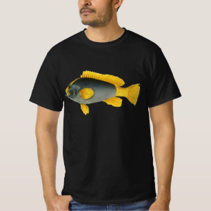 Camiseta Pez mero azul y amarillo, vida marina vintage