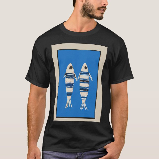 Camiseta Pez Mínimo en Azul (Anverso)