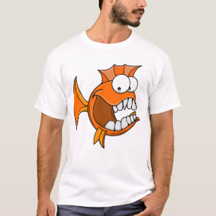 Camiseta Pez naranja dentudo enojado