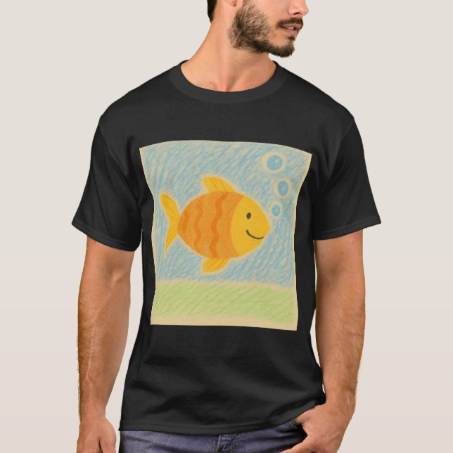 Camiseta Pez naranja sonriente con burbujas (Anverso)