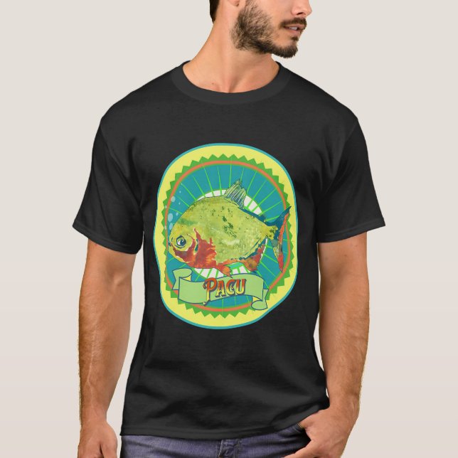 Camiseta Pez Pacu Verde y Naranja Molesto (Anverso)
