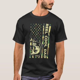 Camiseta Pez Padre Pescador Patriótico Genial Carrete S