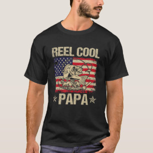 Camiseta Pez Papá Genial Carrete Pescador Pesca Papá Americ