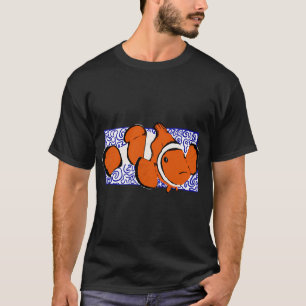 Camiseta Pez payaso con fondo de ola azul