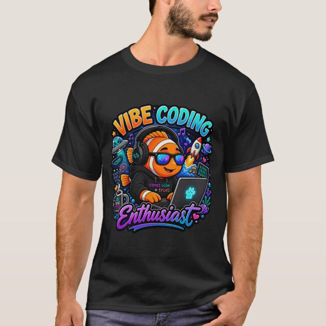 Camiseta Pez Payaso de Codificación Vibe Kawaii Sticker â€“ (Anverso)