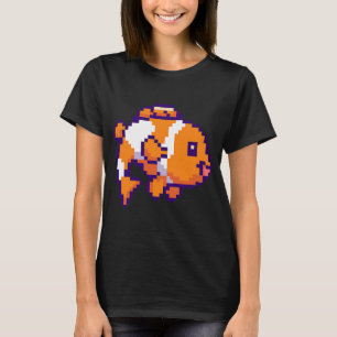 Camiseta Pez payaso pixelado en naranja y blanco