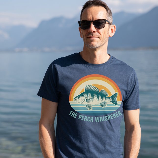 Camiseta Pez Perca Texto Personalizado Retro Amanecer Atard (Subido por el creador)