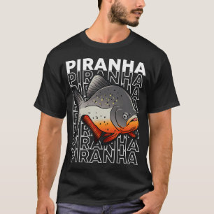 Camiseta Pez Piranha de Vientre Rojo Pez Monstruo de los 80